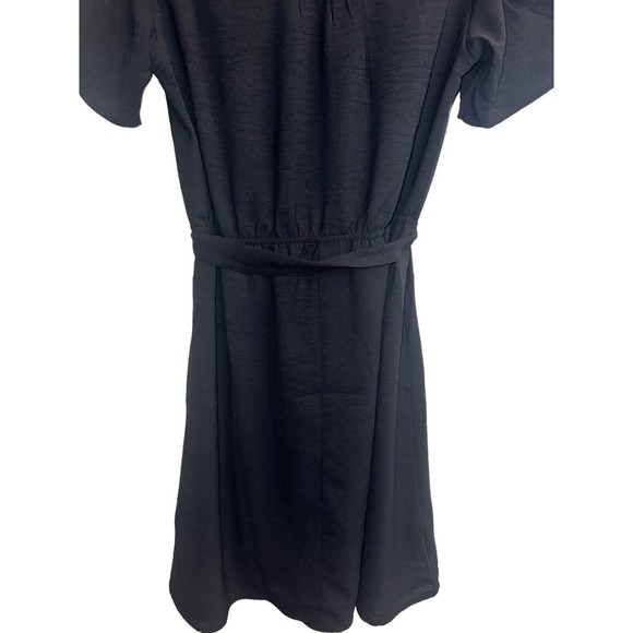 Womens Short Sleeve Button Dress Small Belted Black Pinup Goth Dark Academia - Picture 13 of 16